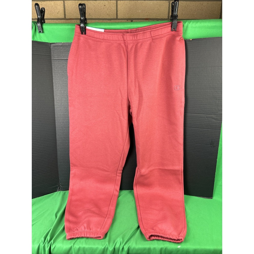 Champion Womens Fleece Jogger Pants Redwood Red Size L Tapered Leg Pockets
